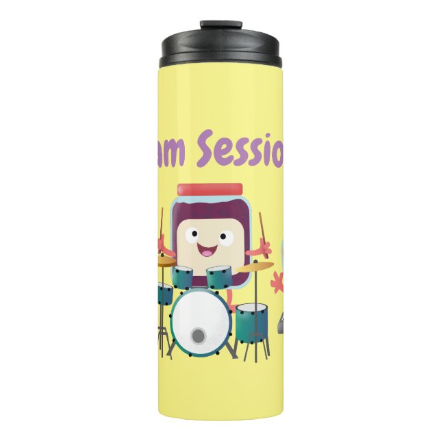 Cute jam session cartoon musician humour thermal tumbler (Front)