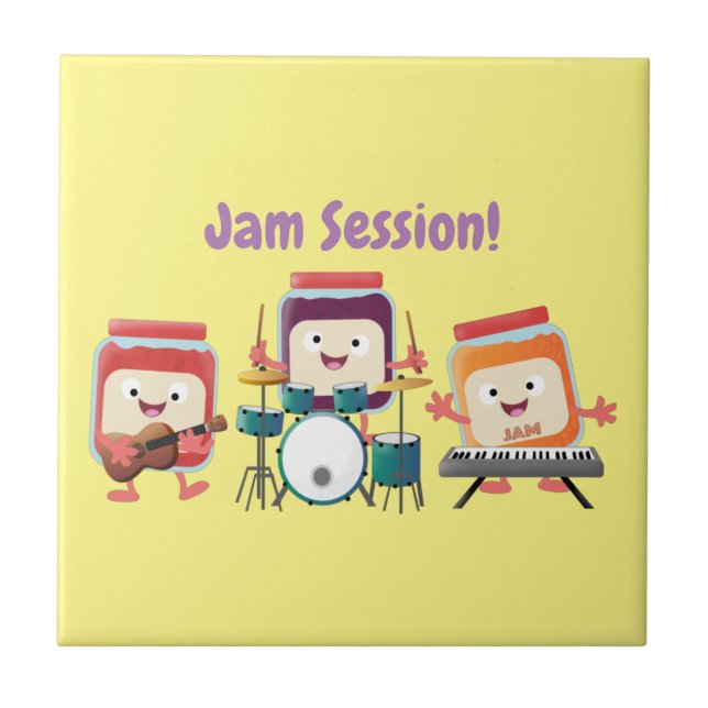 Cute jam session cartoon musician humour tile (Front)