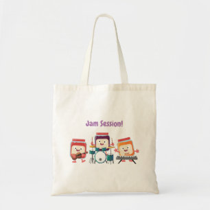 Cute jam session cartoon musician humour tote bag