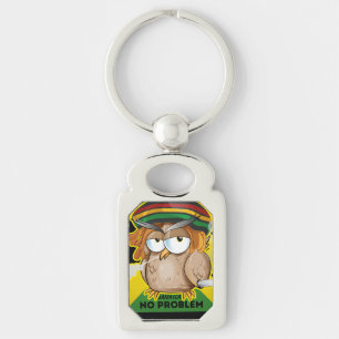 Cute Jamaica No Problem Funny Owl Smoking Key Ring