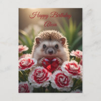 Cute January Hedgehog with Garnet Heart