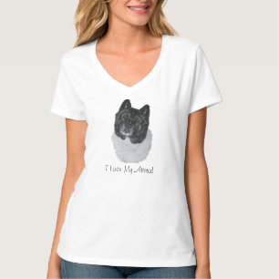 cute japanese akita dog portrait realist art T-Shirt