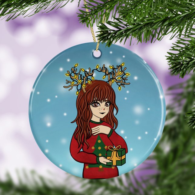 Cute Japanese Anime Girl Ceramic Tree Decoration (Creator Uploaded)