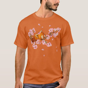 Cute Japanese Art Cherry Blossom Kawaii Red Panda T-Shirt
