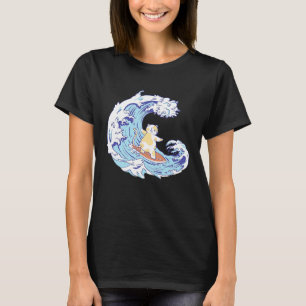 Cute Japanese Big Waves Surfing Cat T-Shirt