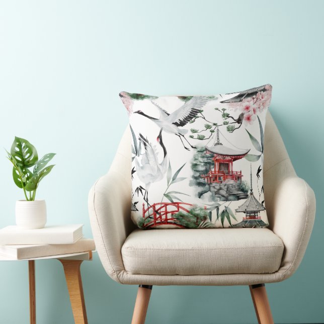 cute Japanese bird tiled pattern Cushion (Chair)