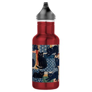 Cute Japanese Black Cats Patchwork 532 Ml Water Bottle