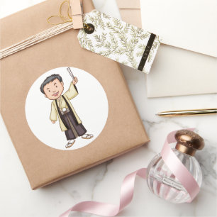 Cute Japanese Boy in Traditional Kimono Sticker