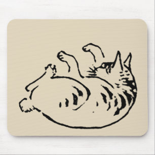 Cute Japanese cat neko by Utagawa Hiroshige Mouse Pad