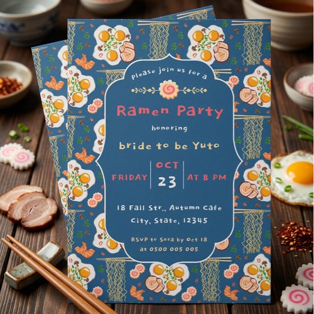 Cute Japanese Culinary Noodle Lovers Ramen Party  Invitation (Creator Uploaded)