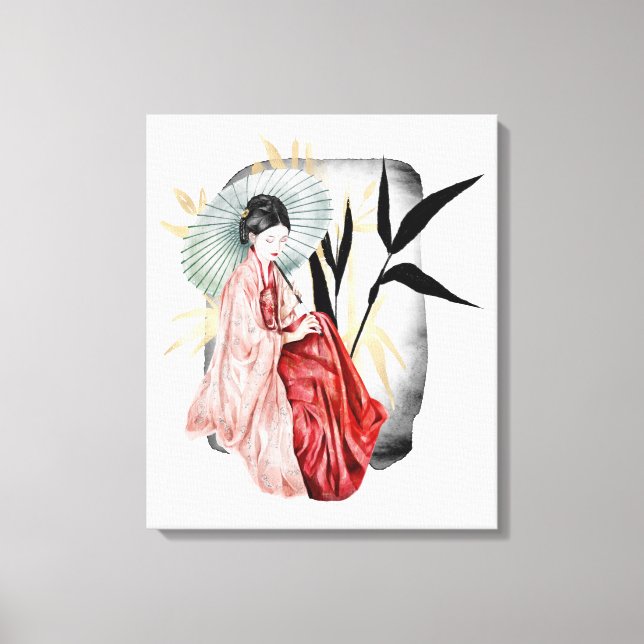 cute Japanese Geisha girl  Canvas Print (Front)