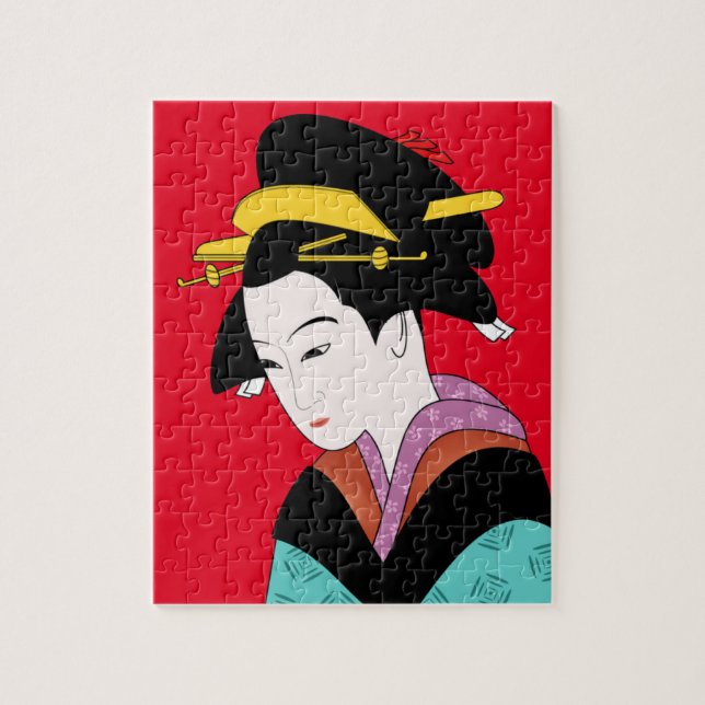 Cute Japanese Geisha Jigsaw Puzzle (Vertical)