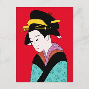 Cute Japanese Geisha Postcard