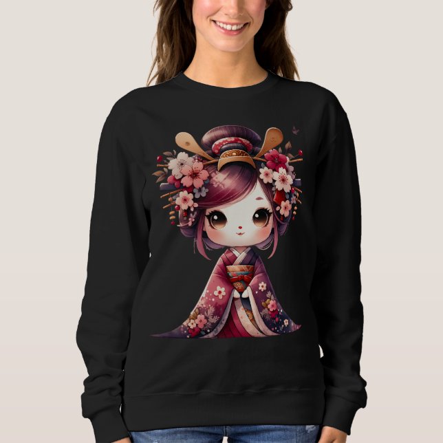 Cute Japanese Geisha Sweatshirt (Front)