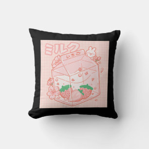 Cute Japanese Kawaii Anime Aesthetic Pink Strawber Cushion