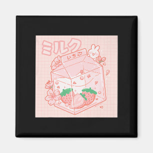 Cute Japanese Kawaii Anime Aesthetic Pink Strawber Magnet
