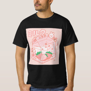 Cute Japanese Kawaii Anime Aesthetic Pink Strawber T-Shirt
