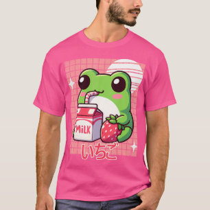 Cute Japanese Kawaii Anime Frog Strawberry Milk Sh T-Shirt