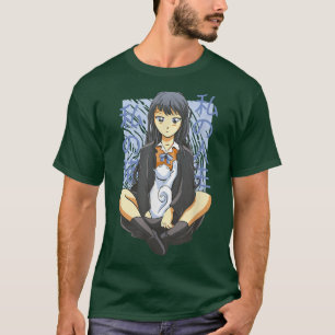 Cute Japanese Kawaii Anime Girl Sitting with Neko  T-Shirt