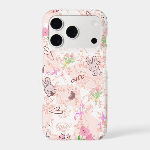 Cute Japanese Kawaii Bunny and Pink Gingham Checke