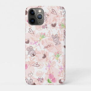 Cute Japanese Kawaii Bunny and Pink Gingham Checke Case-Mate iPhone Case