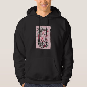 Cute Japanese Koi Fish Ink Print With Cherry Bloss Hoodie