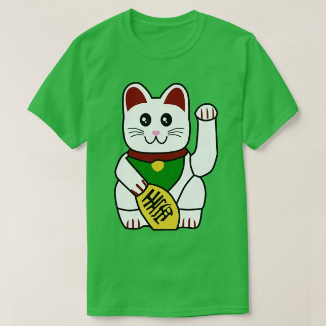 Cute Japanese Lucky Cat T-Shirt (Design Front)