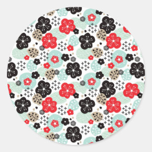 Cute Japanese patterns design Classic Round Sticker