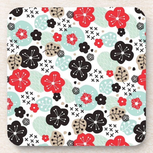 Cute Japanese patterns design Coaster (Front)