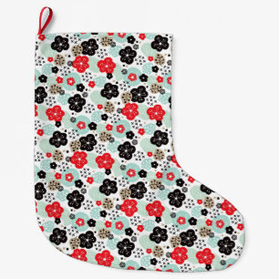 Cute Japanese patterns design Large Christmas Stocking