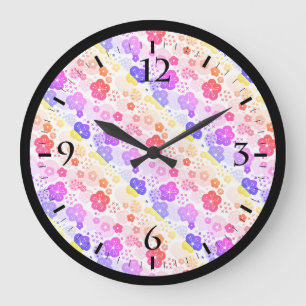 Cute Japanese patterns design Large Clock