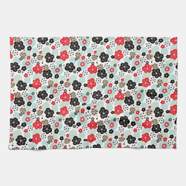 Cute Japanese patterns design Tea Towel (Horizontal)