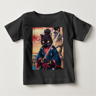 Cute Japanese Samurai Cat  Baby T-Shirt