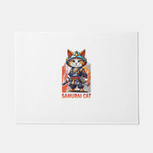 Cute Japanese Samurai Ninja Cat Kawaii Shirt Doormat