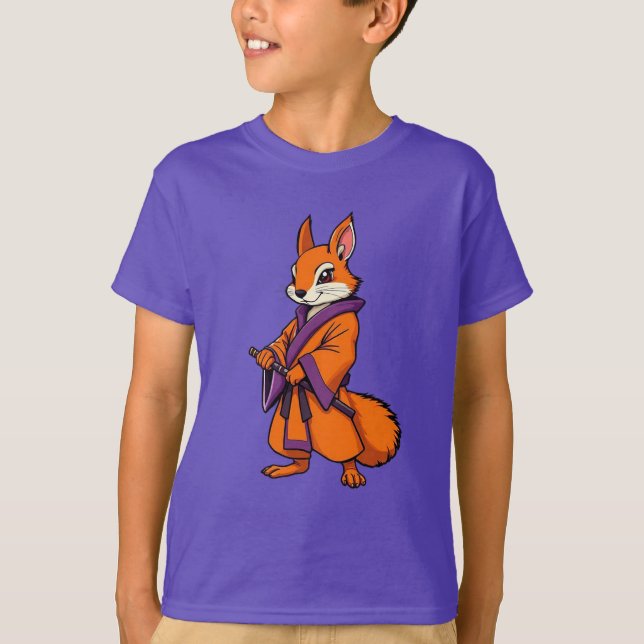 Cute Japanese Samurai Squirrel T-Shirt (Front)