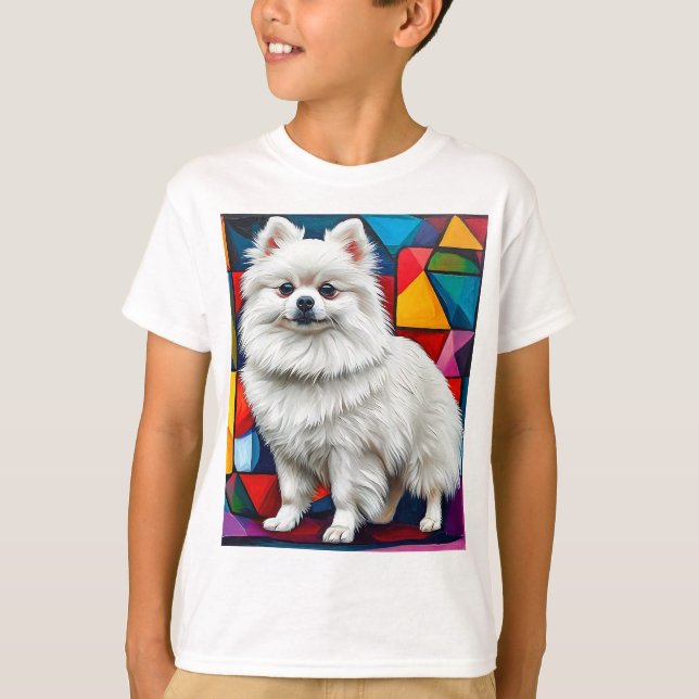 Cute Japanese Spitz Dog Portrait 🐶✨🤍 T-Shirt (Front)