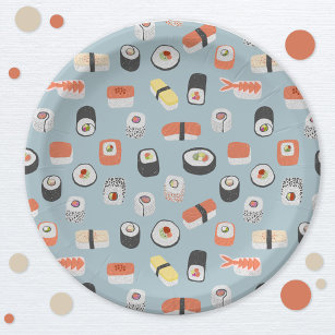 Cute Japanese Sushi Pattern Paper Plate