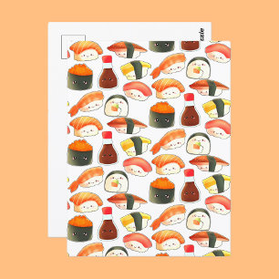 Cute Japanese Sushi Postcard
