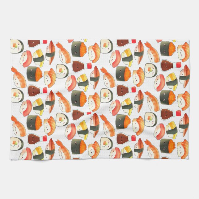 Cute Japanese Sushi Tea Towel (Horizontal)