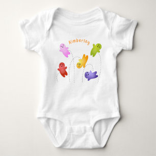 Cute jelly babies candy sweets cartoon baby bodysuit