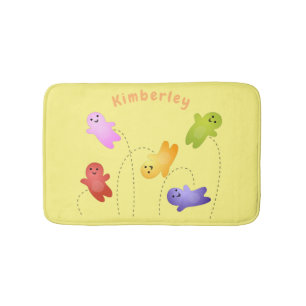 Cute jelly babies candy sweets cartoon bath mat