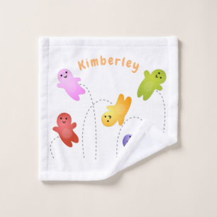Cute jelly babies candy sweets cartoon bath towel set