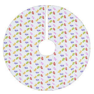 Cute jelly babies candy sweets cartoon brushed polyester tree skirt