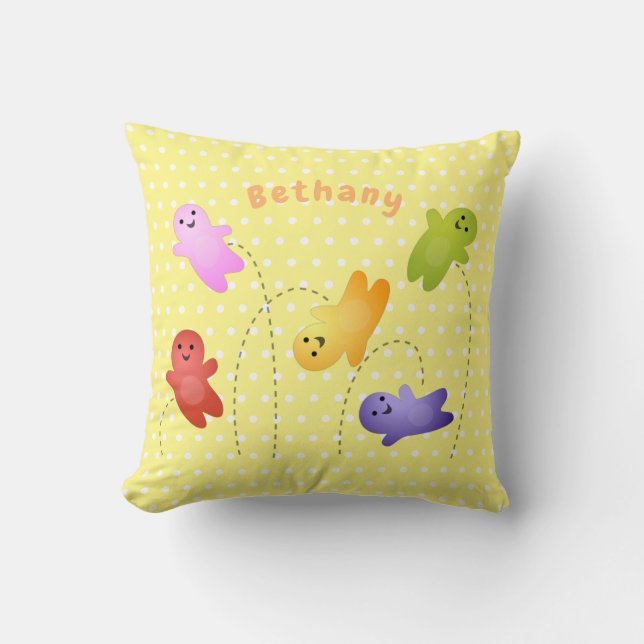 Cute jelly babies candy sweets cartoon cushion (Front)