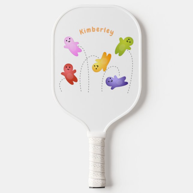 Cute jelly babies candy sweets cartoon pickleball paddle (Front)