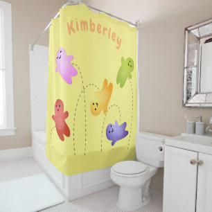 Cute jelly babies candy sweets cartoon shower curtain