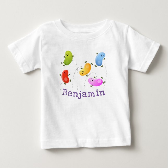 Cute jellybeans jumping cartoon illustration baby T-Shirt (Front)