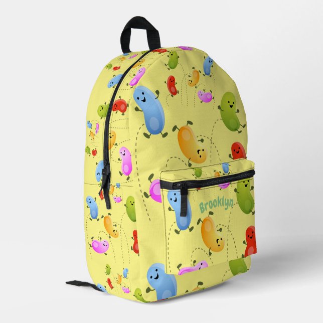 Cute jellybeans jumping cartoon pattern printed backpack (Back Corner Left)