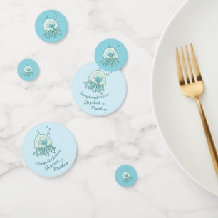 Cute Jellyfish Baby Shower Kawaii Blue Boy Confetti