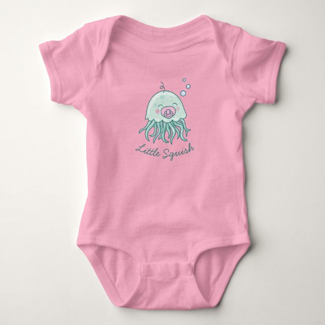 Cute Jellyfish Baby Shower Kawaii Pink Girl Bodysuit (Front)